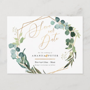 Cartão Postal Rustic Eucalyptus, Greenery Salve a Data