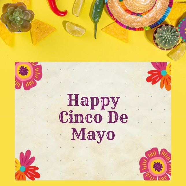 Cartão Postal Rustic Floral Happy Cinco de Mayo (Criador carregado)