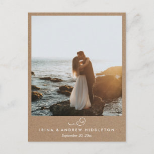 Cartão Postal Rustic Kraft Paper Love And Obrigado Wedting Photo