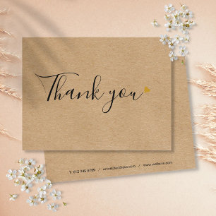 Cartão Postal Rustic Kraft Simple Script Business Obrigado