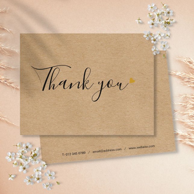 Cartão Postal Rustic Kraft Simple Script Business Obrigado (Rustic Kraft Simple Script Business Thank You Postcard)