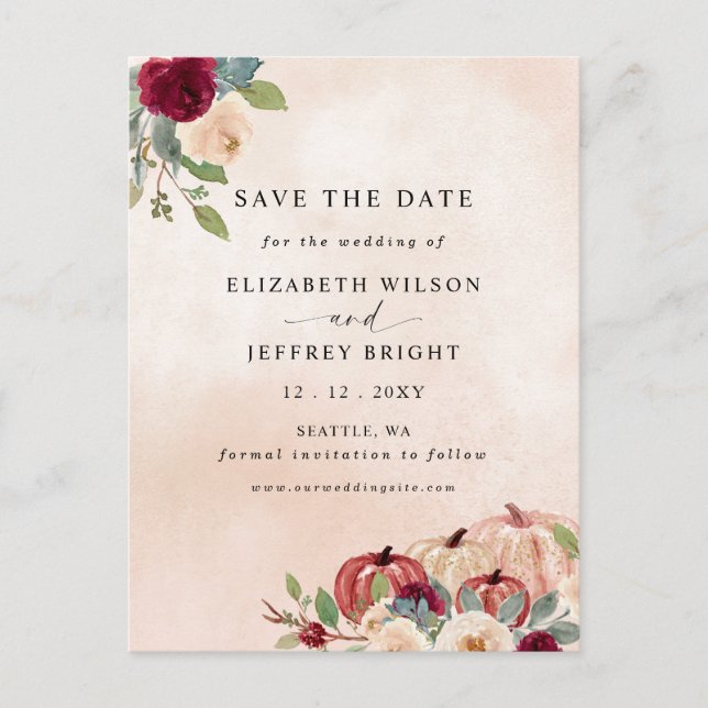 Cartão Postal Rustic Modern Pumpkins País Cai (Frente)