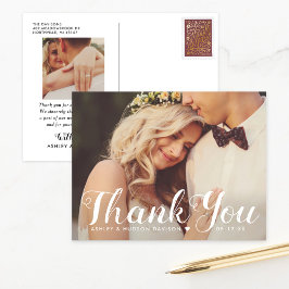 Cartão Postal Rustic Obrigado Foto De Casamento De Escuridão Bru