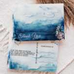 Cartão Postal Rustic Ocean Wedding Thank You Postcard<br><div class="desc">This rustic ocean wedding thank you post card is perfect for your rustic beach boho wedding. This design features bold black and white calligraphy with a ocean background to match your beach destination wedding or casual modern wedding in the spring, summer or fall. Please feel free to reach out to...</div>