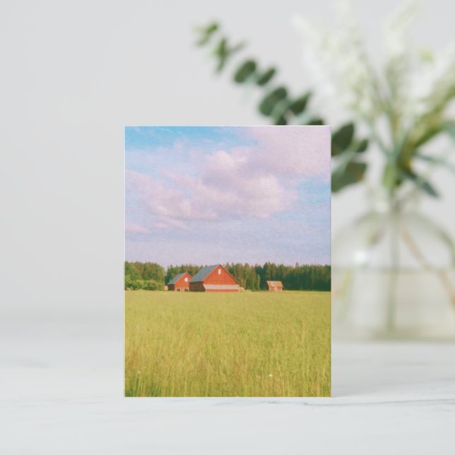 Cartão Postal Rustic summer field, Helsingia, Sweden (Em pé/Frente)