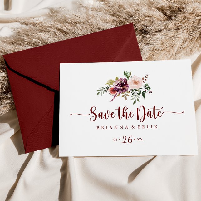 Cartão Postal Rustic Summer Floral Horizontal Salvar a Data (Criador carregado)