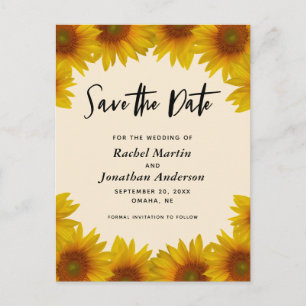 Cartão Postal Rustic Sunflower Wedding Save the Date