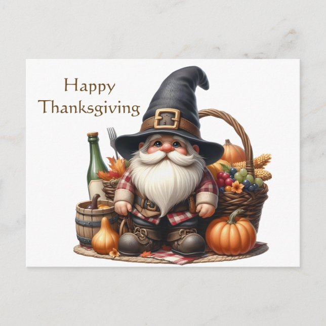 Cartão Postal Rustic Thankanding Pumpkin Watercolor Autumn (Frente)