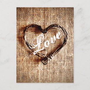 Cartão postal Rustic Twine Heart Burlap Impressão 