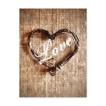 Cartão postal Rustic Twine Heart Burlap Impressão 