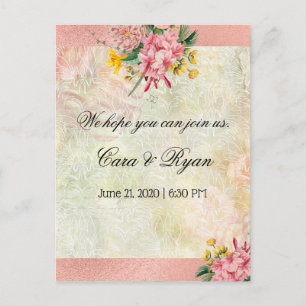 Cartão Postal Rustic Vintage Country Floral Elegante Rosa, RSVP