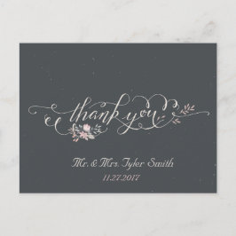 Cartão Postal Rustic Vintage Floral Casamento Obrigado Cartão-Po