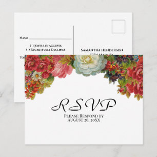 Cartão Postal Rustic Vintage Flowers Autumn RSVP