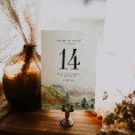 Cartão Postal Rustic Watercolor Mountain Wedch Table Number<br><div class="desc">Os números das mesas melhoram a aparência da sua capa de mesa e colocam o toque final no seu dia especial. Impressão personalizada dos nomes ou números das suas mesas. A impressão frente e verso está incluída no preço. Adicione seu texto personalizado a este design usando as caixas "Editar este...</div>
