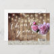 Cartão Postal Rustic Weds Pink Floral Mason Jar Obrigado (Frente/Verso)