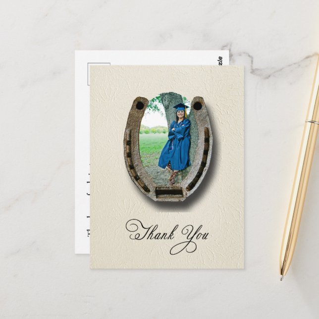 Cartão Postal Rustic Western Graduation Thank You postcard (Frente/Verso In Situ)