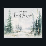 Cartão Postal Rustic Woods Nós mudamos um novo anúncio de casa<br><div class="desc">Rustic Woods Nós mudamos o novo cartão postal de lançamento doméstico</div>