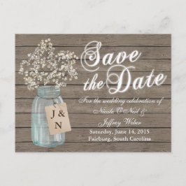 Cartão Postal Rústico Barão Casado Madeira Mason Jar Bebês Respi