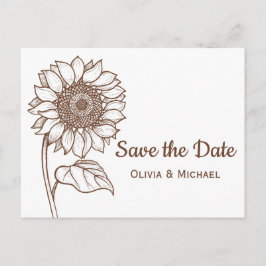 Cartão Postal Rústico Castanho País Noivado de girassol Floral