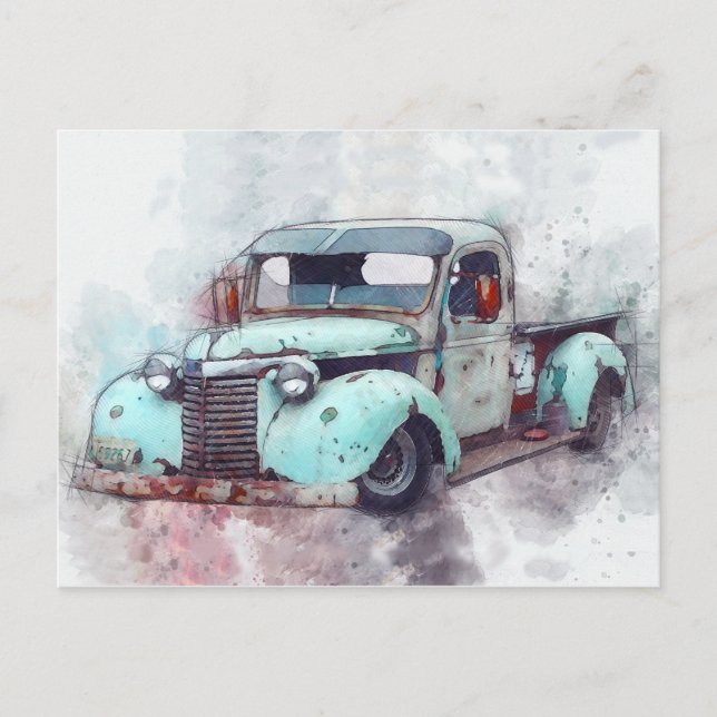 Cartão Postal Rusty Old Truck Vintage (Frente)