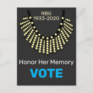 Cartão Postal Ruth Bader Ginsberg Honor Her Memory Vote