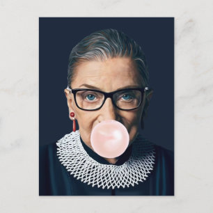 Cartão Postal Ruth Bader Ginsburg soprando a pastilha elástica r