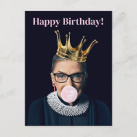 Ruth Ginsburg coroa rosa chiclete Feliz aniversári