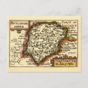 Cartão Postal Rutland (Rutlandshire) County England Mapa Históri