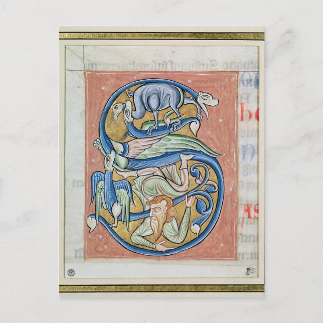 Cartão Postal "S" inicial historiado que representa um acrobat (Frente)