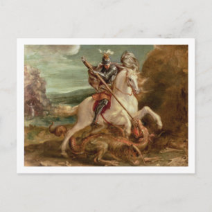 Cartão Postal S. Jorge matando o dragão, (óleo sobre painel)