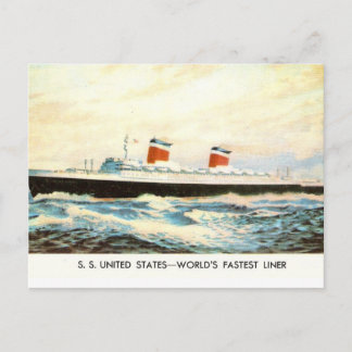 Cartão Postal S.S. Estados Unidos - projeto American Liner
