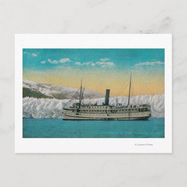 Cartão Postal S.S. Jefferson no Taku Glacier, Alaska (Frente)