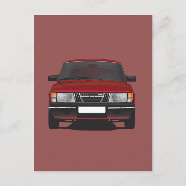 Cartão Postal Saab 900 turbo (vermelho) (Frente)