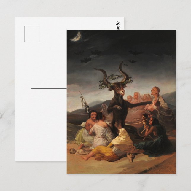 Cartão Postal Sabá de bruxas por Francisco de Goya (Frente/Verso)