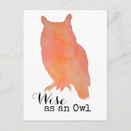 Cartão Postal Sábio como um Woodland Watercolor de Coruja