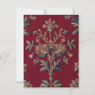 Cartão Postal Sac broderie medievale fleurie en rouge bordeaux