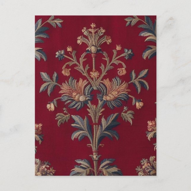 Cartão Postal Sac broderie medievale fleurie en rouge bordeaux (Frente)