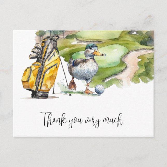 Cartão Postal Saco de golfe com aquarela de golfe (Frente)