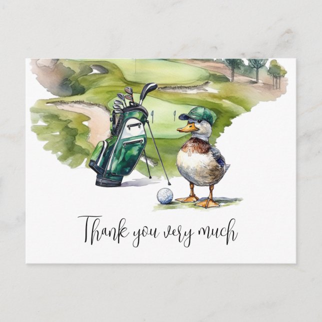 Cartão Postal Saco de golfe com aquarela de golfe (Frente)