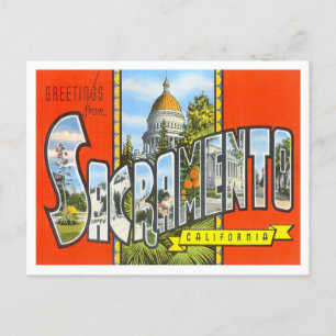 Cartão Postal Sacramento, California Vintage Big Letters Postcar