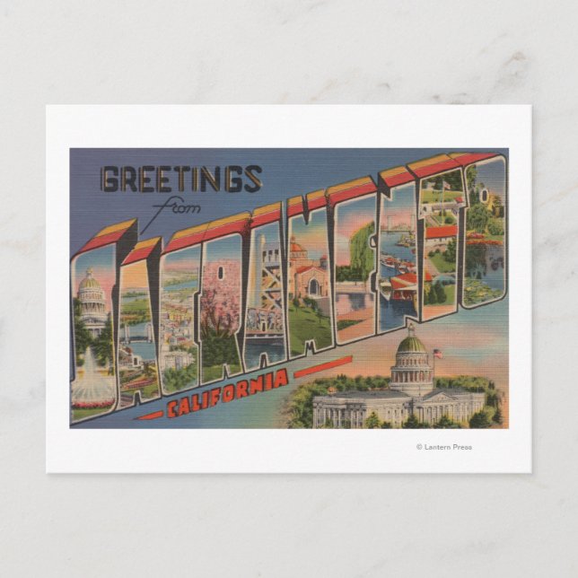 Cartão Postal Sacramento, CaliforniaLarge Letter Scenes (Frente)