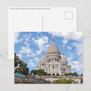 Cartão Postal Sacre Coeur na colina de Montmartre - Paris, Franç