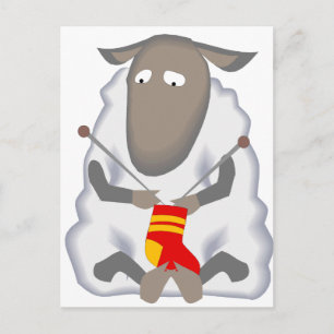 Cartão Postal Sad Ironic Shenitting Sock Wool
