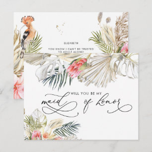 Cartão Postal Safari Africano Floral Seja Minha Dama de Honra