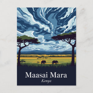 Cartão Postal Safári ao Crepúsculo no Maasai Mara