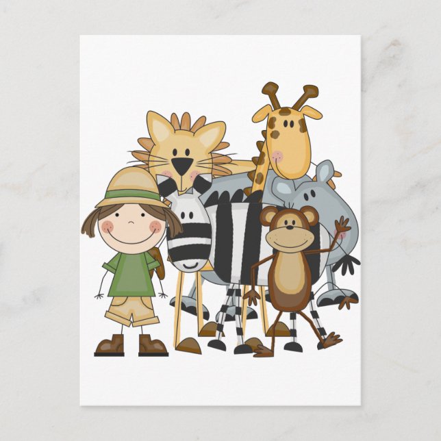 Cartão Postal Safari Girl T-shirts e presentes (Frente)