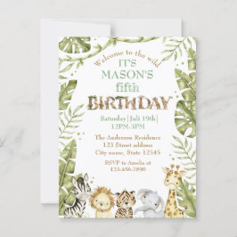 Cartão Postal Safari Wild One Watercolor Birthday