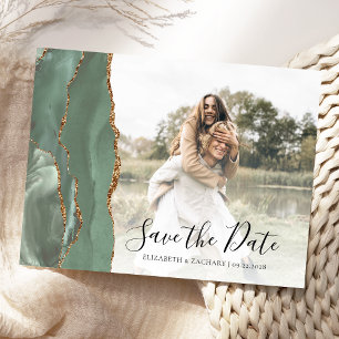 Cartão Postal Sage Green Dourado Agate Foto personalizada Salve 