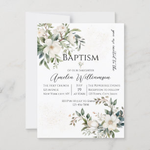 Cartão Postal Sage Green Floral Baptism