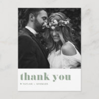 Sage Green Retro Bold Typografia Casamento Obrigad